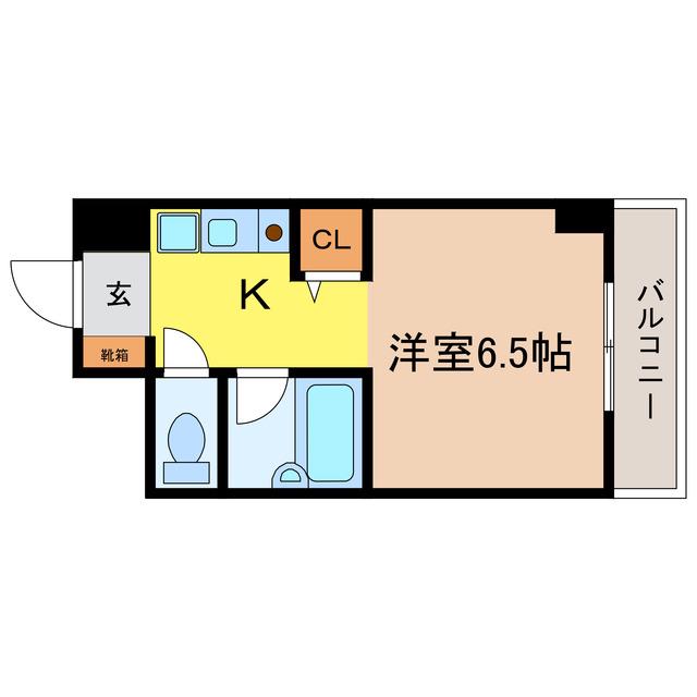 萱野ビル(1K/6階)の間取り写真