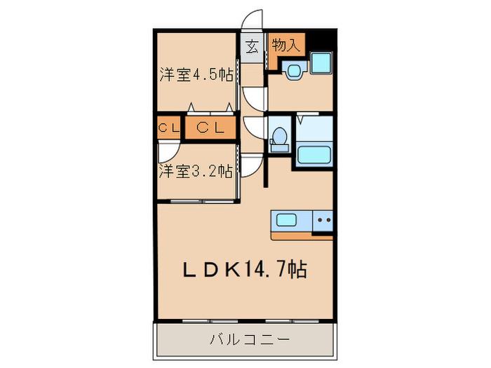 ルドルフ(2LDK/2階)の間取り写真