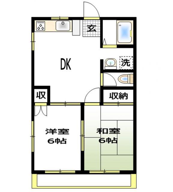 第二大野マンション(2DK/2階)の間取り写真