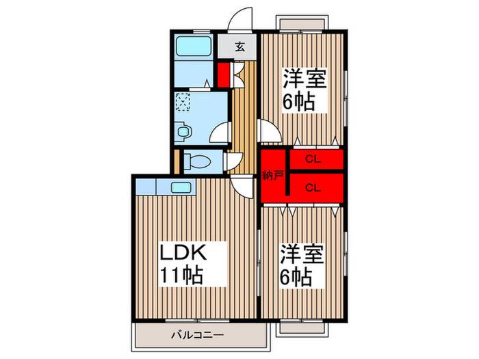 リエールMM(2LDK/1階)の間取り写真