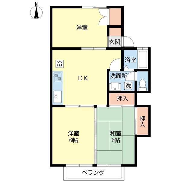 グリーンポケット江南(3DK/2階)の間取り写真