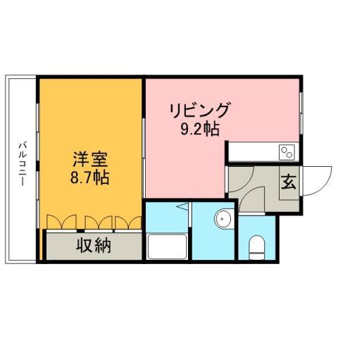 ユースパレスIII(1LDK/1階)の間取り写真