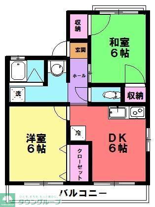 トゥインクル谷津(2DK/2階)の間取り写真