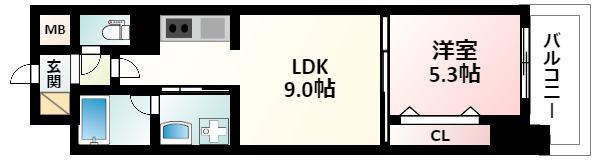 ジョワイユ新大阪(1LDK/2階)の間取り写真