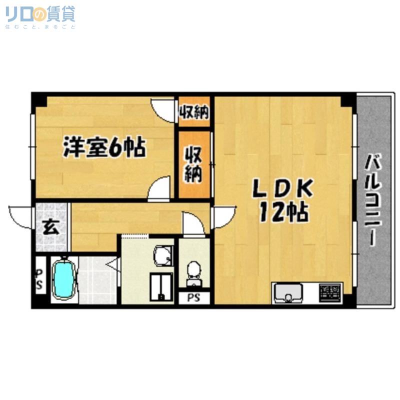 パークサイド豊里(1LDK/3階)の間取り写真