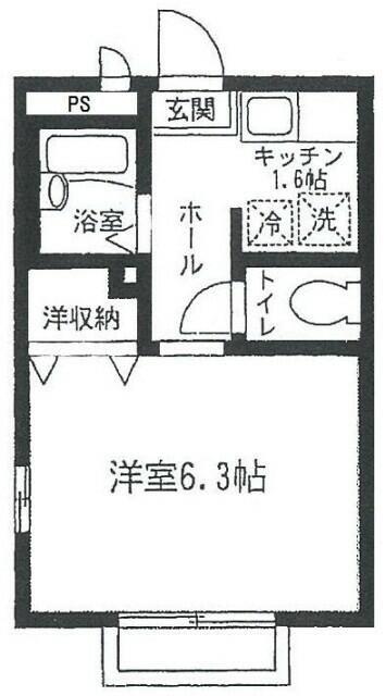 メインチェリー3A(1K/1階)の間取り写真