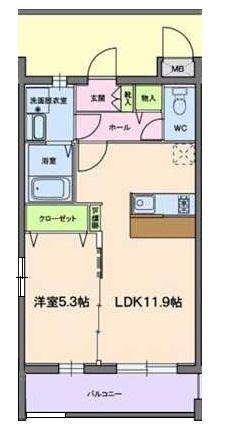 エスペランサ高尾(1LDK/2階)の間取り写真