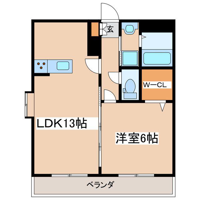 ヴィナグラート(1LDK/2階)の間取り写真