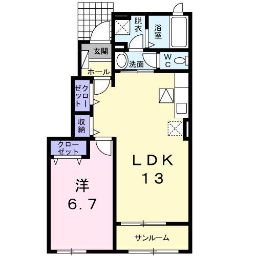 カーサ プラシード III(1LDK/1階)の間取り写真