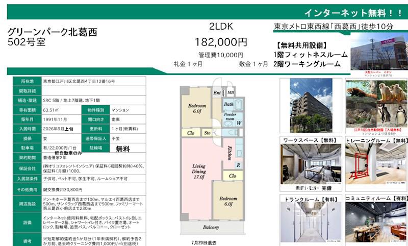 グリーンパーク北葛西(2LDK/5階)の間取り写真