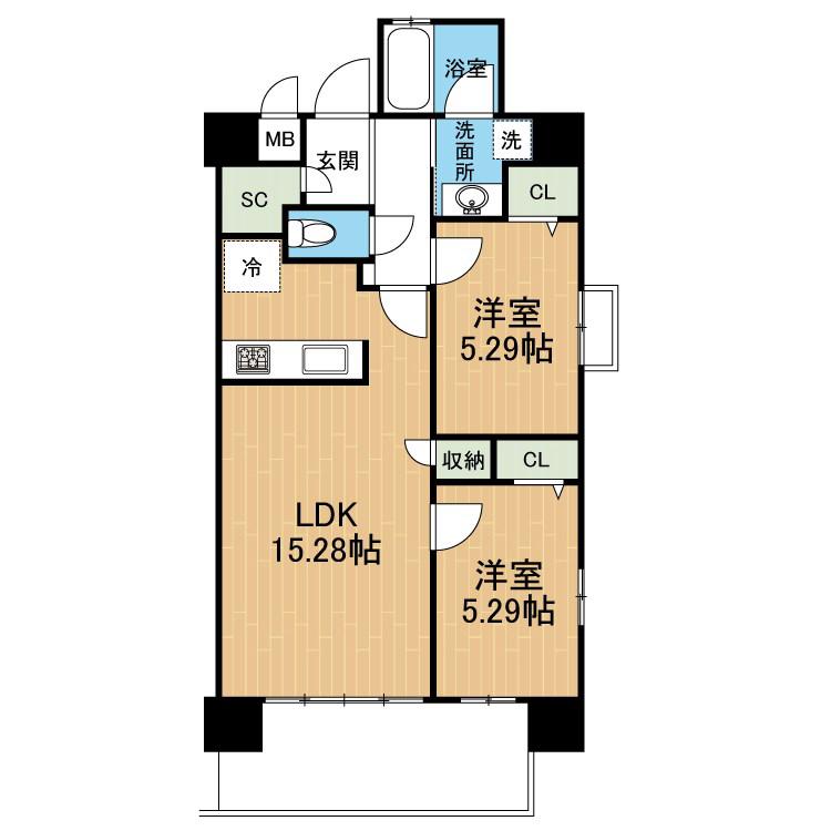 フェリーチェ白山(2LDK/2階)の間取り写真