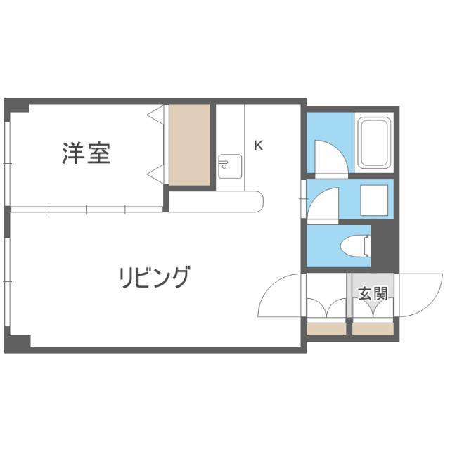 インターナショナルビル(1LDK/4階)の間取り写真