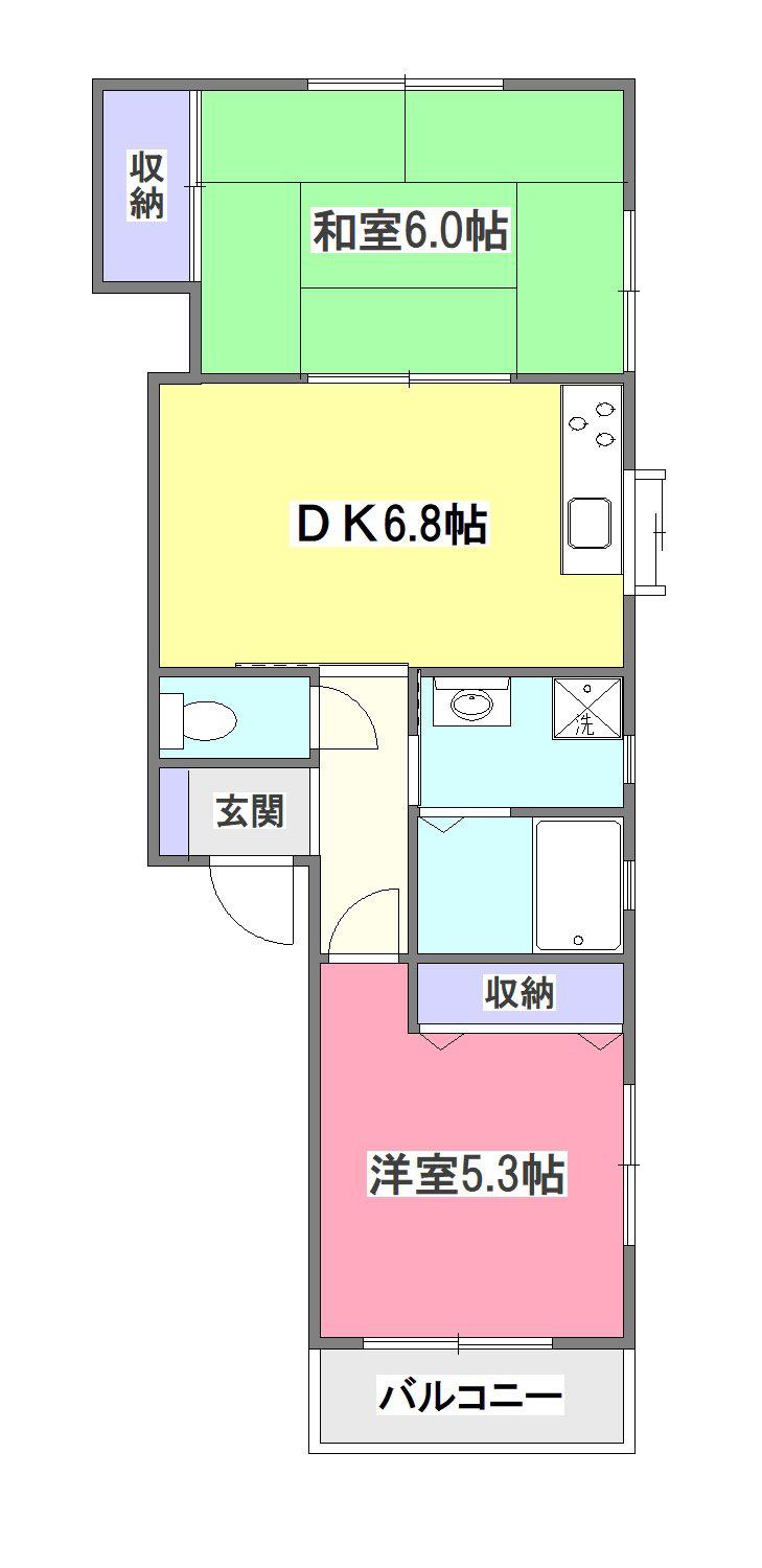 クレール秋津II(2DK/1階)の間取り写真