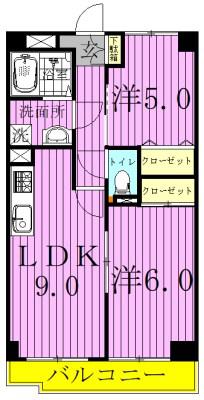 INSURANCE BLDG II(2DK/7階)の間取り写真