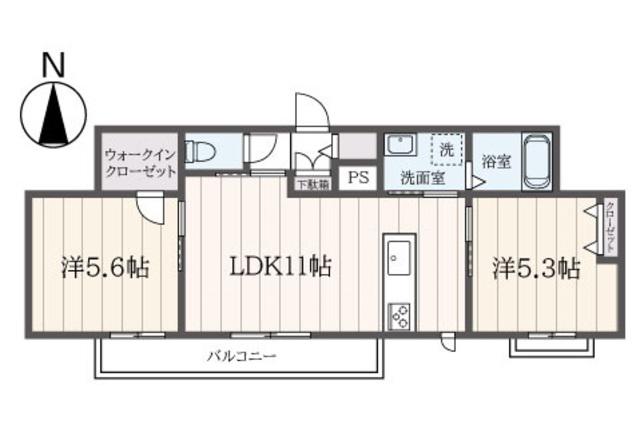 マロニエB(2LDK/2階)の間取り写真