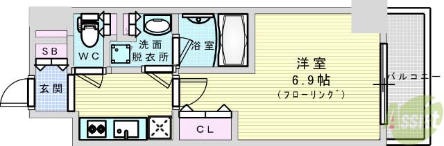 エグゼ北大阪(1K/9階)の間取り写真