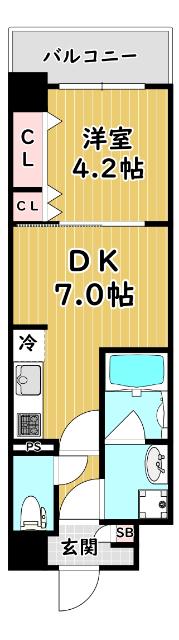 ベラルーチェ十三(1DK/3階)の間取り写真