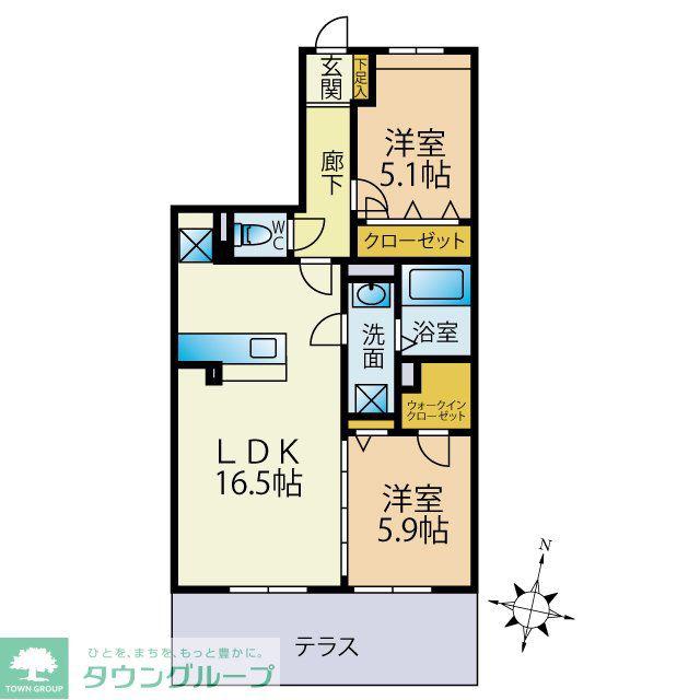 ミネット(2LDK/1階)の間取り写真