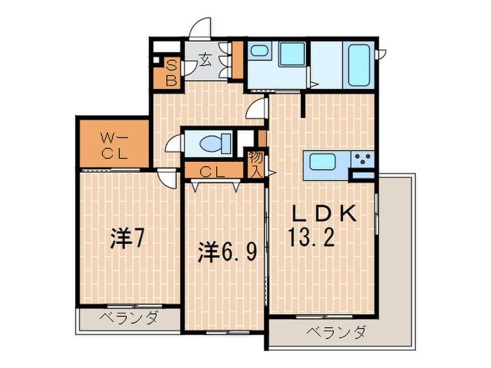 グラン・ソラーレ(2LDK/3階)の間取り写真