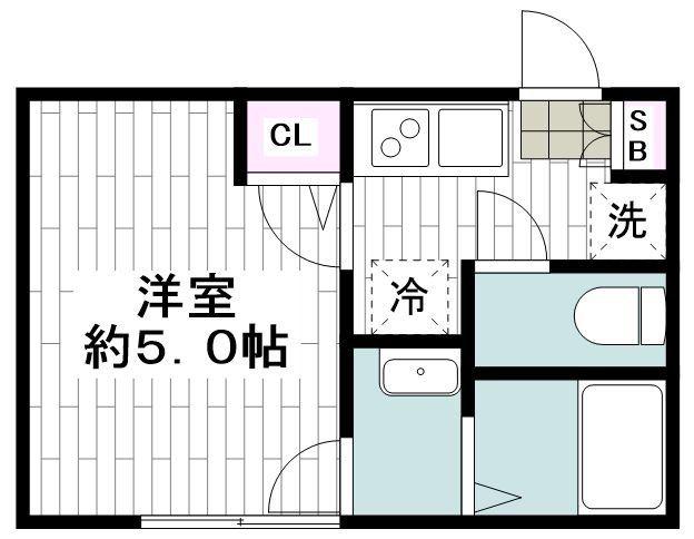ヒルズ追浜(1K/1階)の間取り写真