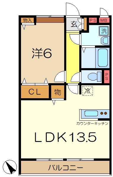 フォレストⅢ(1LDK/3階)の間取り写真