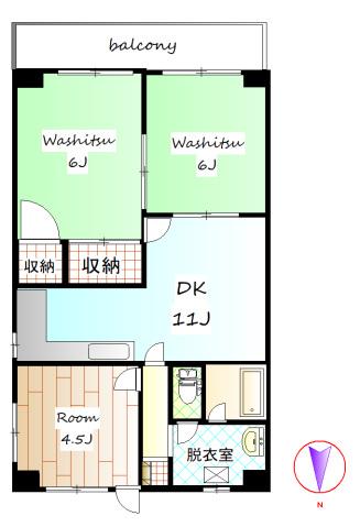 カツミマンション(3DK/5階)の間取り写真