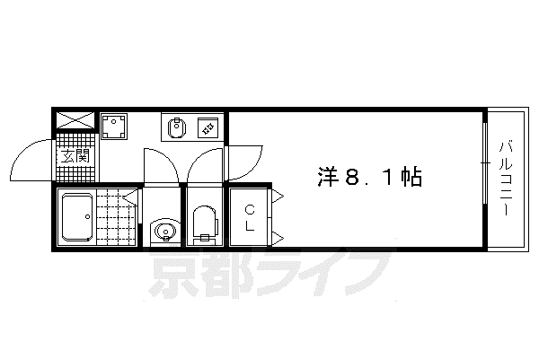 フラッティ大徳寺南(1K/4階)の間取り写真