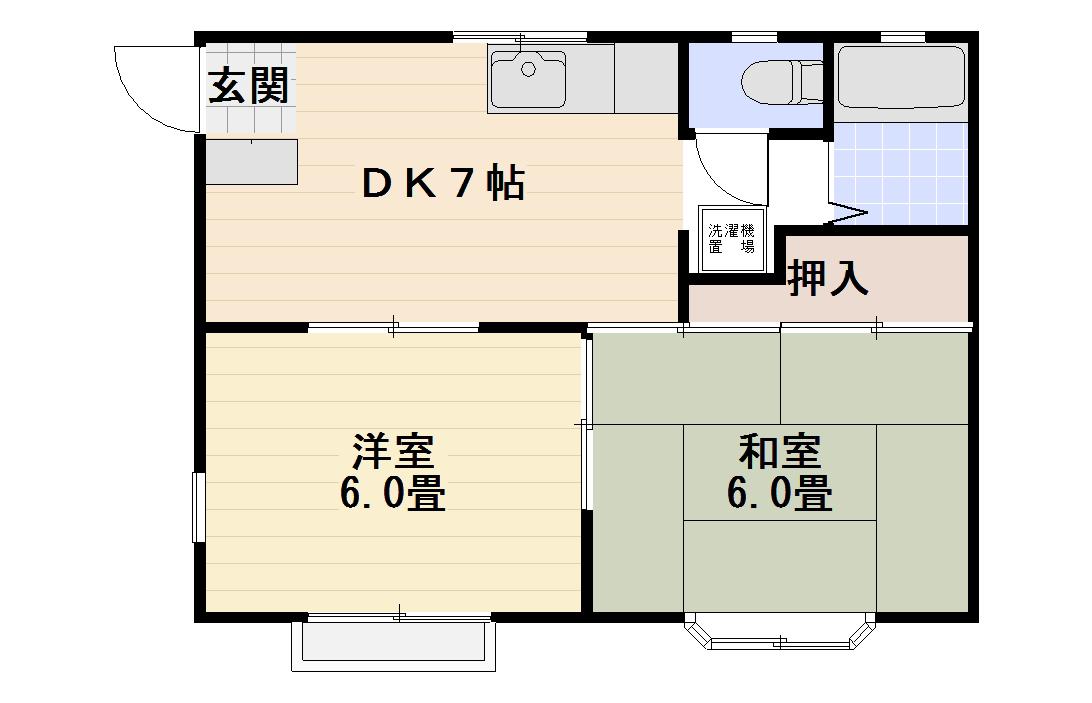 ビラわかば(2DK/2階)の間取り写真