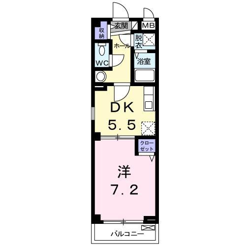 アンジュ ヴィラ(1DK/2階)の間取り写真