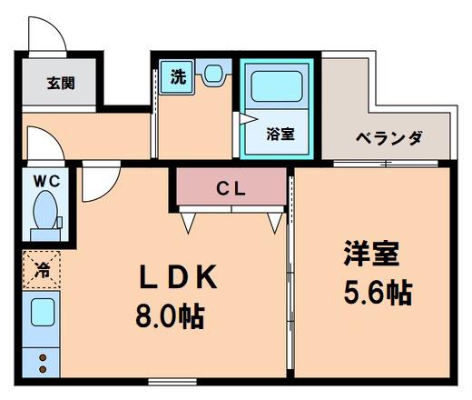 フジパレス沢ノ町(1LDK/3階)の間取り写真