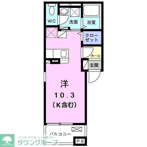 グランディフロラ(ワンルーム/3階)の間取り写真
