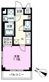 EVISSAN北越谷(1K/3階)の間取り写真