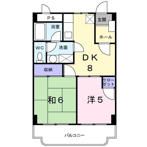盛島マンションI(2DK/3階)の間取り写真