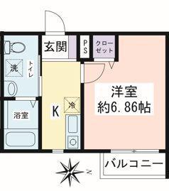 BLEU FONCE (1K/1階)の間取り写真
