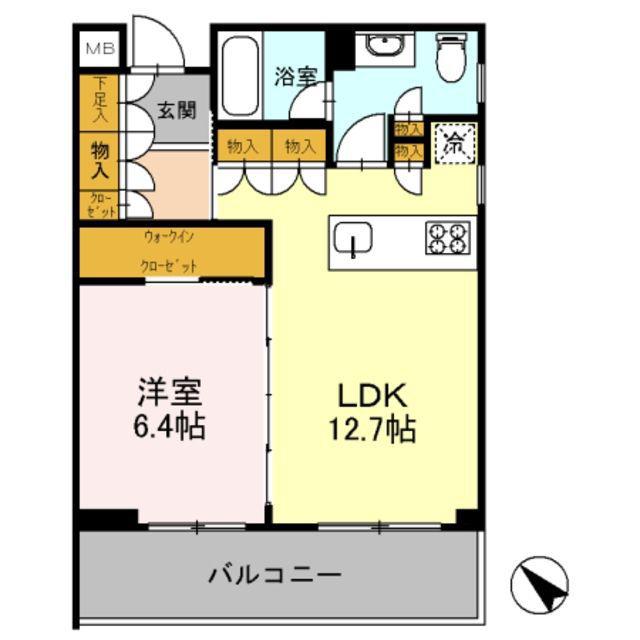 カスタリア初台II(1LDK/3階)の間取り写真