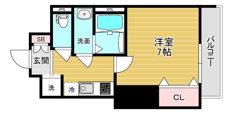 グラッド高槻(1K/6階)の間取り写真