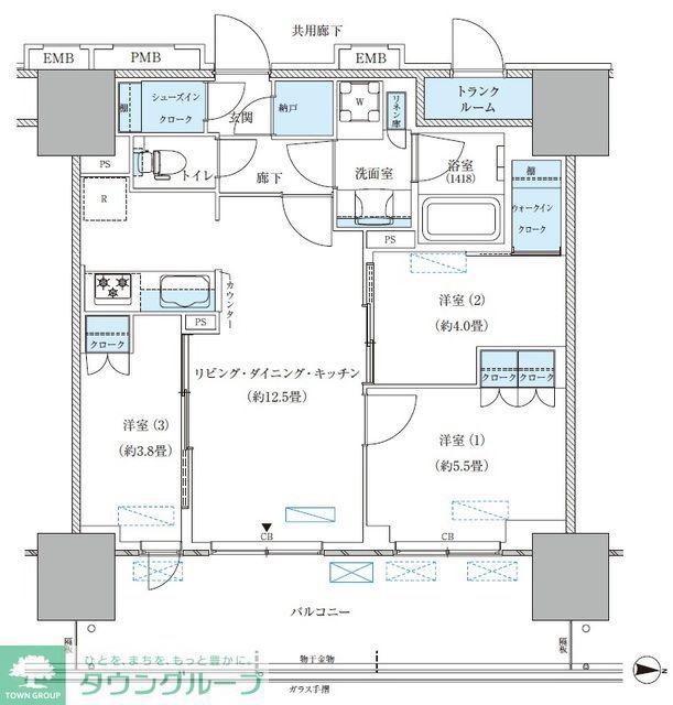 パークアクシス西大島コンフォートスクエア(3LDK/14階)の間取り写真