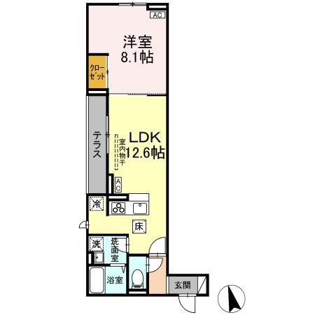 ASSET-COURT小金井本町A(1LDK/1階)の間取り写真