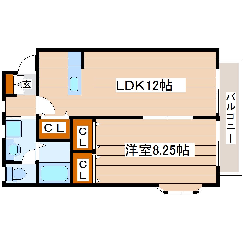 アヴァンセ栗生(1LDK/1階)の間取り写真