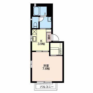 FLATS(1K/2階)の間取り写真
