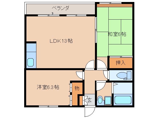 シンフォニーコートI(2LDK/2階)の間取り写真