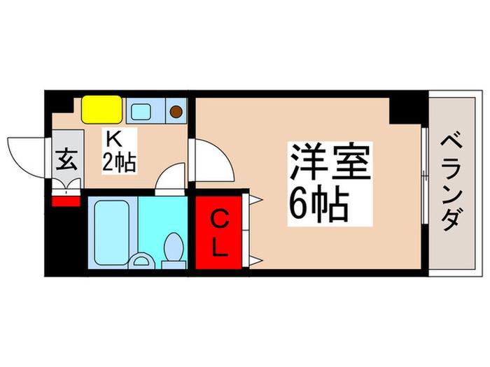 リエス西船橋(1K/2階)の間取り写真