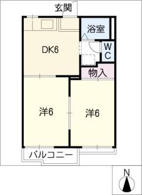 フォーブルながた(2DK/1階)の間取り写真