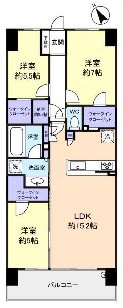 シティテラス八千代緑が丘ステーションコート(3LDK/10階)の間取り写真