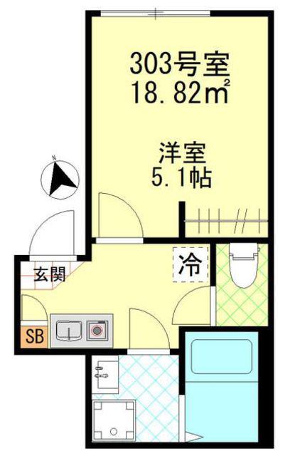 松島9世帯(1K/3階)の間取り写真