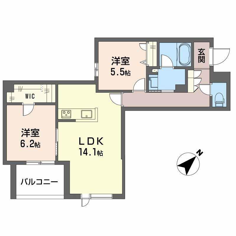 シャーメゾン ペイ ドゥ レーヴ(2LDK/2階)の間取り写真