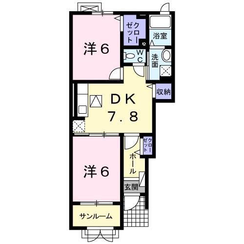 クリアウインドA(2DK/1階)の間取り写真