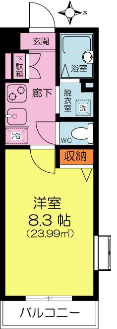 プレステージ飛翔(1K/4階)の間取り写真