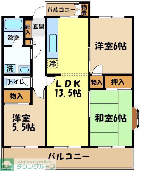 玉川町5丁目(3LDK/2階)の間取り写真