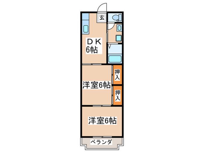 カーサ小園(2DK/3階)の間取り写真